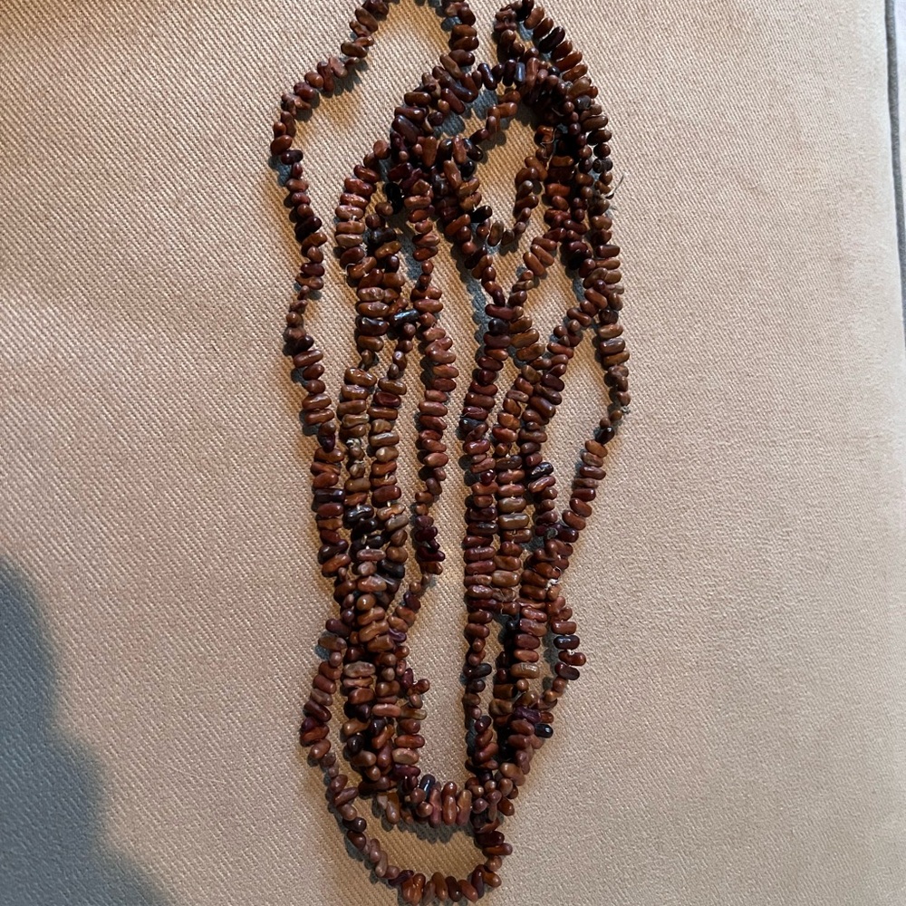 Elegant Brown Beaded Necklaces - Two Strands